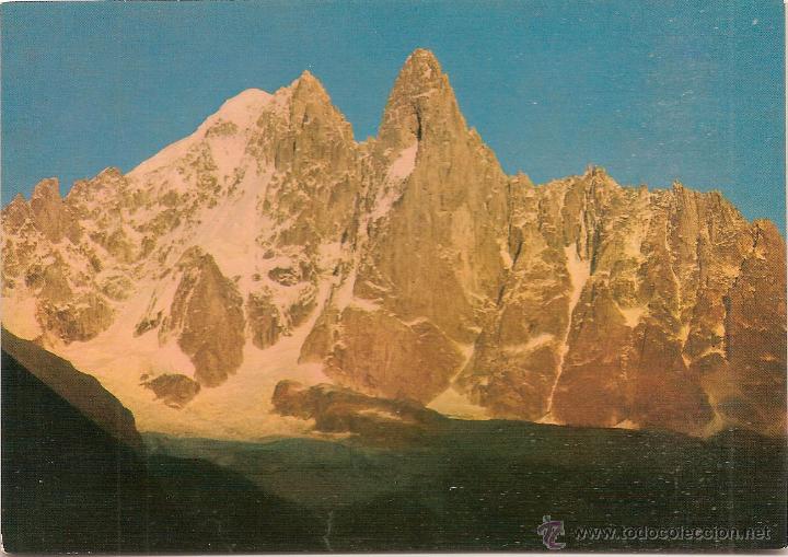 Postcards: CHAMONIX, ALTA SABOYA (FRANCIA), AGUJA VERDE Y AGUJA DE DRU, ATARDECER - ED. SACAT N&ordm; 1023