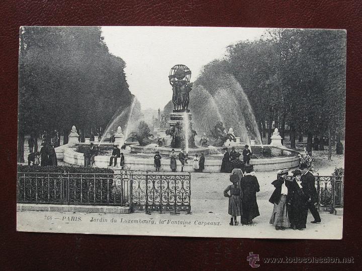 Postales: FRANCIA , PARIS , BONITA POSTAL ANTIGUA JARDIN DU LUXEMBOURG , LA FONTAINE CARPEAUX ,