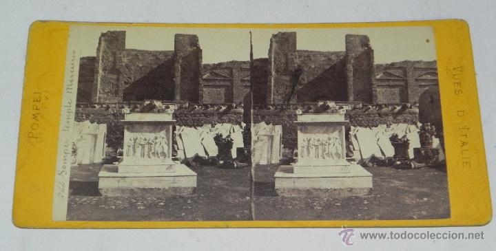 Cartes Postales: FOTOGRAFIA ESTEREOSCOPICA DE POMPEYA, POMPEI, TEMPLO MERCURIO, MIDE 17,5 X 8,5 CMS.