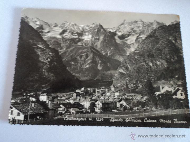 Postais: ANTIGUA FOTO DE COURMAYEUR AL FONDO GLACIAR CATENA MONTE BIANCO