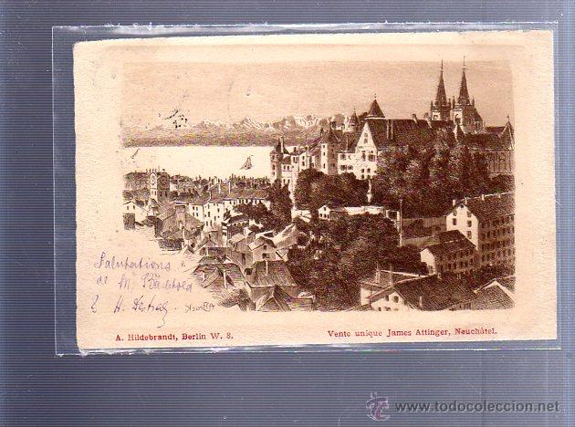 Postkarten: TARJETA POSTAL. VENTE UNIQUE JAMES ATTINGER. NEUCHATEL, SUIZA. A.HILDEBRANDT