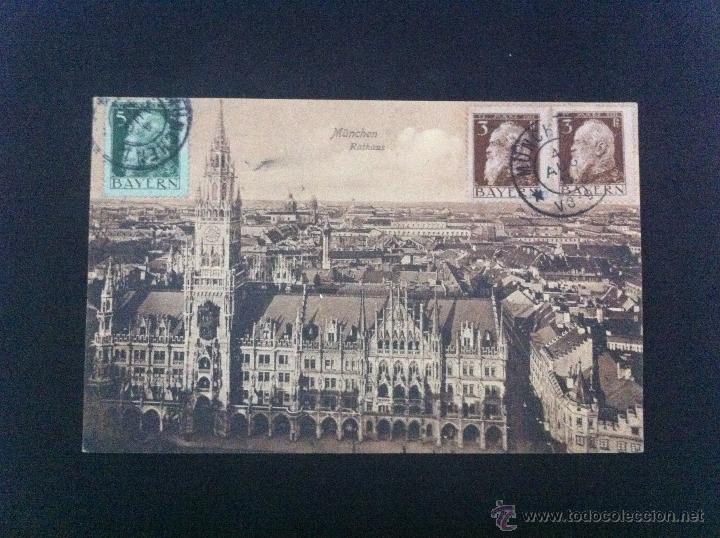 Postales: MUNCHEN RATHAUS CIRCULADA A MADRID 1911 - Foto 1