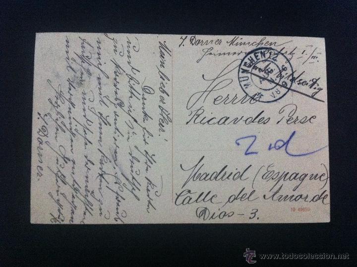 Postales: MUNCHEN RATHAUS CIRCULADA A MADRID 1911 - Foto 2