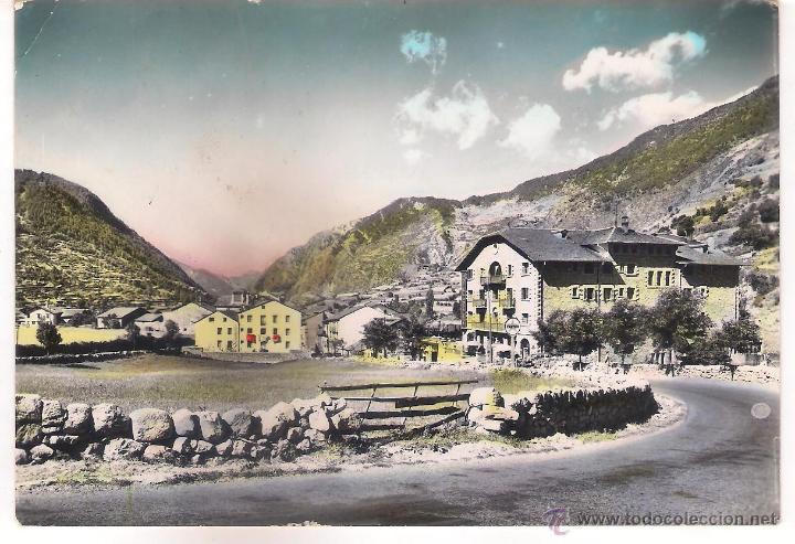 Postkarten: POSTAL DE VALLS D'ANDORRA -ENCAMP ,VISTA PARCIAL I HOTEL ROSALEDA .