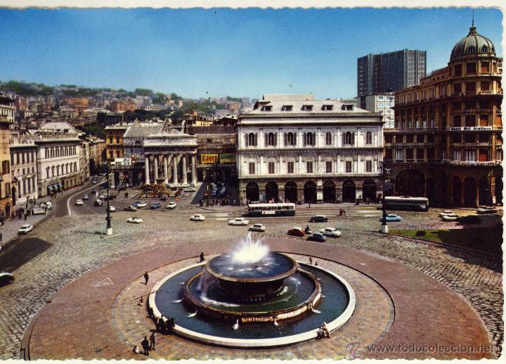 Postales: MAGNIFICA POSTAL PLAZA DE FERRARI Y TEATRO CARLO FELICE  GENOVA   (ITALIA)
