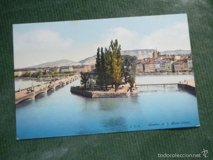Postales: SUIZA -GINEBRA- GENEVE ET LE MONT-BLANC - JULLIEN FRERES NUM.1 - A&Ntilde;OS 1910 NO ESCRITA, NO CIRCULADA