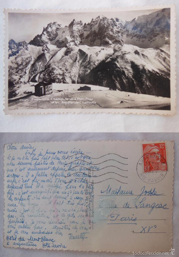 Postales: Antigua Postal Fotogr&aacute;fica : Chamonix Champs de ski &aacute; Plan Praz et les Aiguilles de Chamonix. 1928