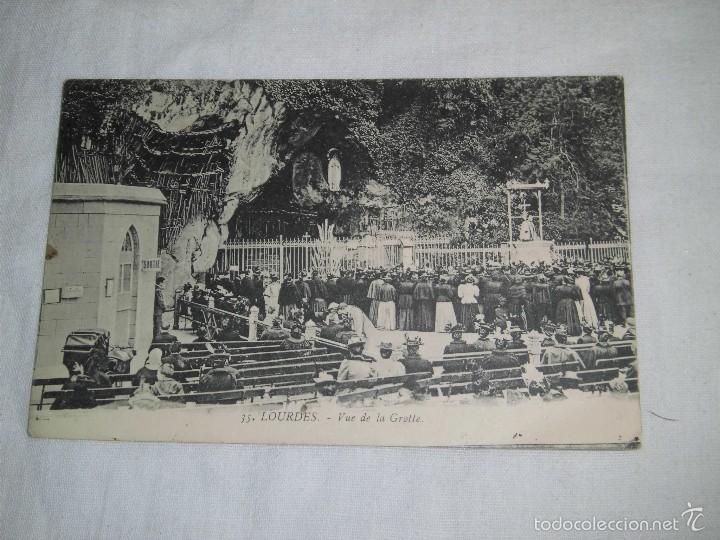 Postais: 35.-LOURDES.-VUE DE LA GROTTE.-ESCRITA Y FECHADA 1913