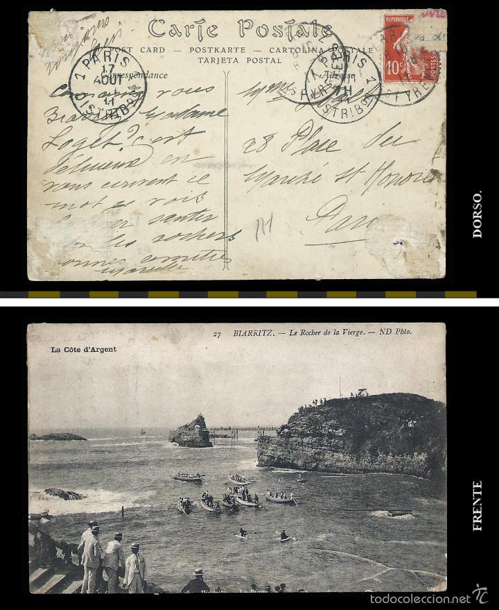 Postales: 27. Biarritz. Le Rocher de la vierge. - Foto 1