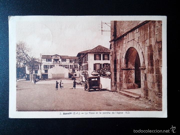 Postcards: TARJETA POSTAL DE PLAZA DE ASCAIN CIRCULADA A INGLATERRA CON SELLOS A&Ntilde;O 1947