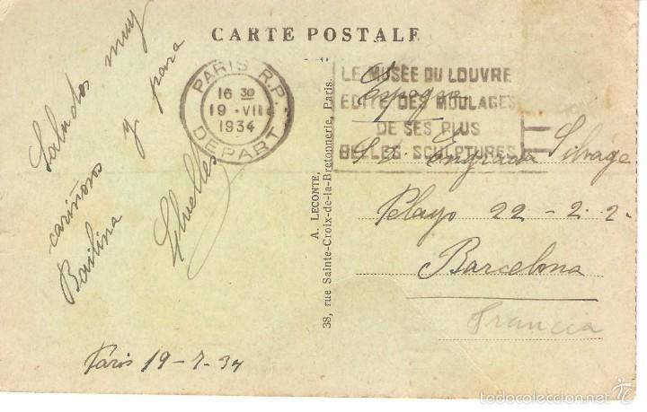 Postales: 1 postal de francia paris 1934 - Foto 2