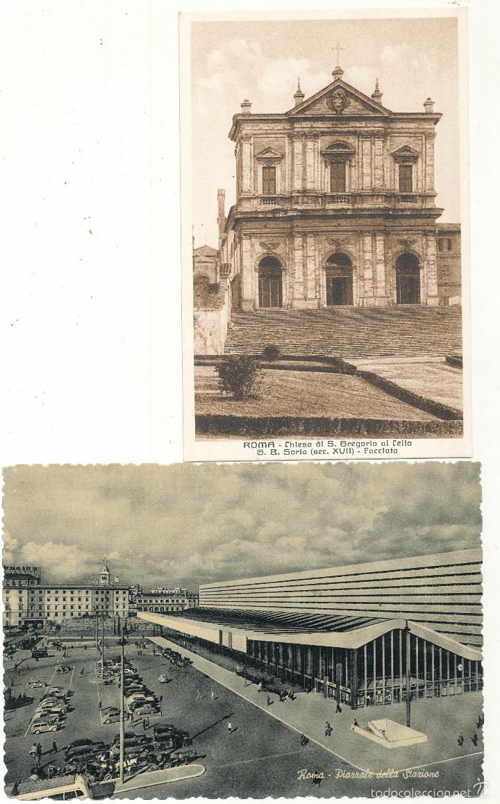 Postais: Roma.- Chiesa di S. Gregorio y Piazzale della Stazione.