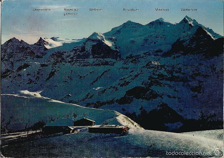 Postcards: SUIZA, ALPES, SCH&Ouml;NB&Uuml;EL (2011m), HOTEL BERGHAUS - COLOR-FOTO REINHARD - CIRCULADA 1968