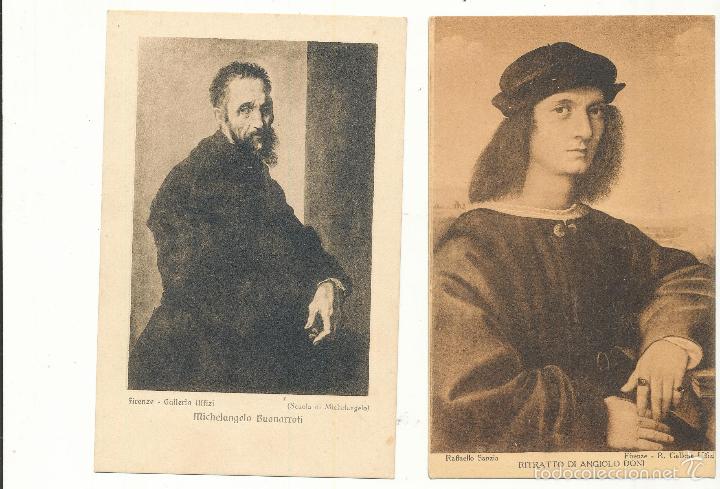 Postales: Galeria Uffizi. Michelangelo e Raffaello. - Foto 1