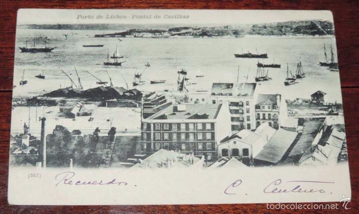 Cartes Postales: POSTAL DE PORTO DE LISBOA (PORTUGAL), PONTAL DE CACILHAS, CIRCULADA, SIN DIVIDIR.