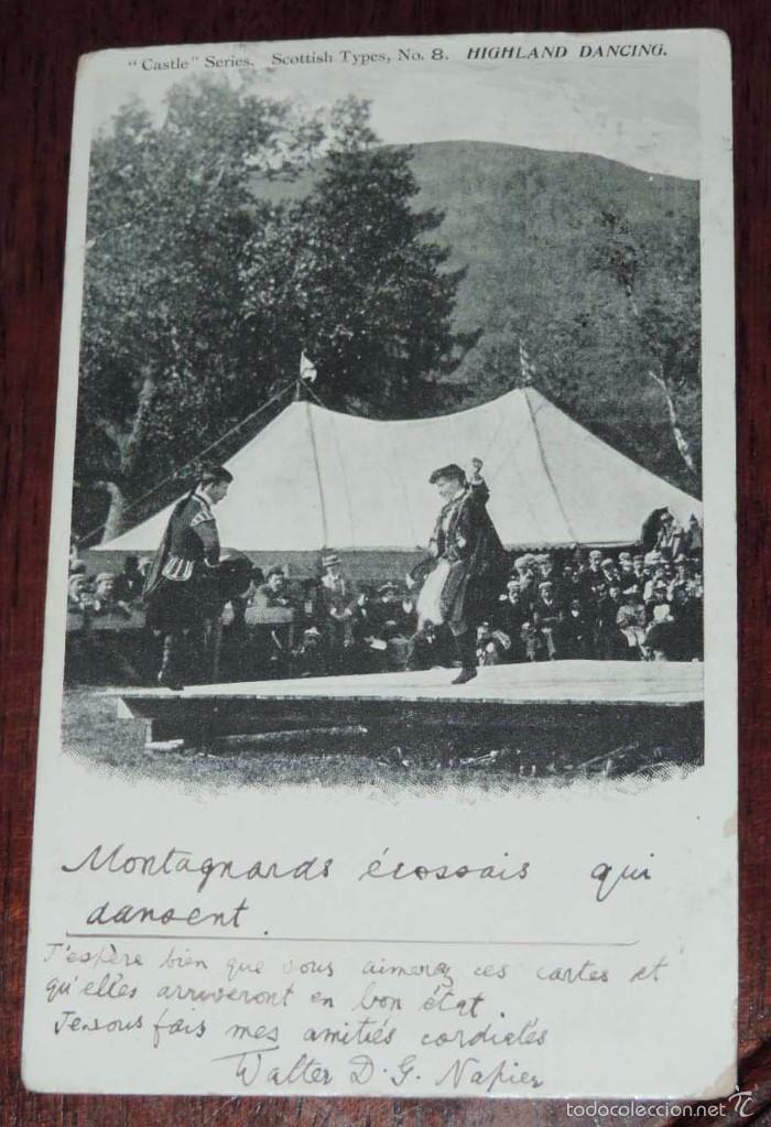 Cartes Postales: POSTAL DE ESCOCIA, SCOTTISH TYPES, N. 8, HIGHLAN DANCING, CIRCULADA, SIN DIVIDIR.