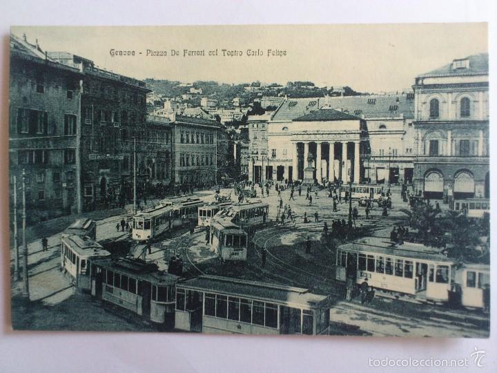 Postales: ANTIGUA POSTAL GENOVA - PLAZA DE FERRARI Y TEATRO CARLOS FELIFE