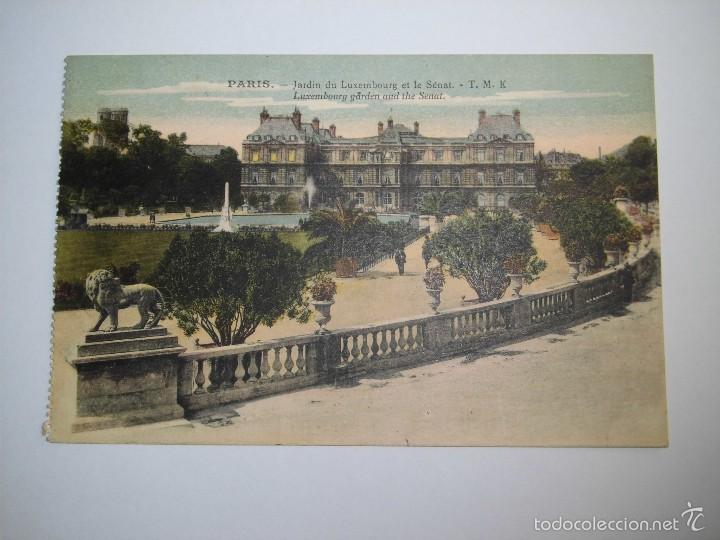 Postais: PARIS.-JARDIN DU LUXEMBOURG ET LE SENAT.-T.M.K.LUXEMBOURG GARDEN AND THE SENAT.SIN CIRCULAR