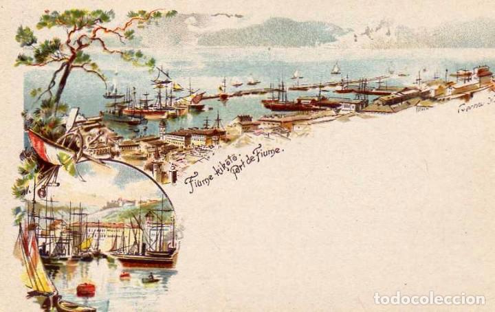 Postales: Entero postal Hungria. Fiume Kikoto. Port de Fiume. Levelezo Lap. Sin circular.