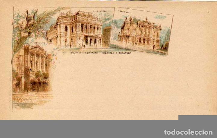 Postales: Entero postal Hungria. Teatros de Budapest. Levelezo Lap. Sin circular.