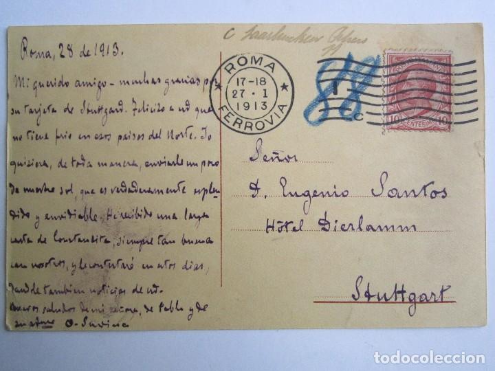 Postales: POSTAL DESDE ROMA A STUTTGART 1913 - Foto 2
