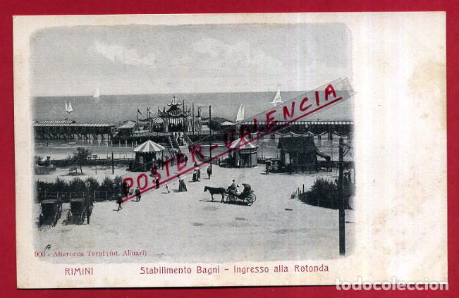 Postkarten: POSTAL RIMINI, ITALIA, STABILIMENTO BAGNI, INGRESSO ALLA ROTONDA, P84089