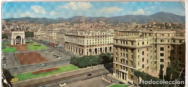 Postales: ITALIA GENOVA PLAZA DE LA VICTORIA CIRCULADA EN 1975 SELLO 100 LIRAS  TAMA&Ntilde;O ESPECIAL 21,50  X 10 CM