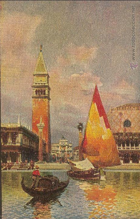 Postales: VENEZIA, ANTIGUA POSTAL ART&Iacute;STICA, PIAZZETTA S. MARCO DALLA LAGUNA - ATTILIO SCROCCHI 4326-7 &ndash; S/C