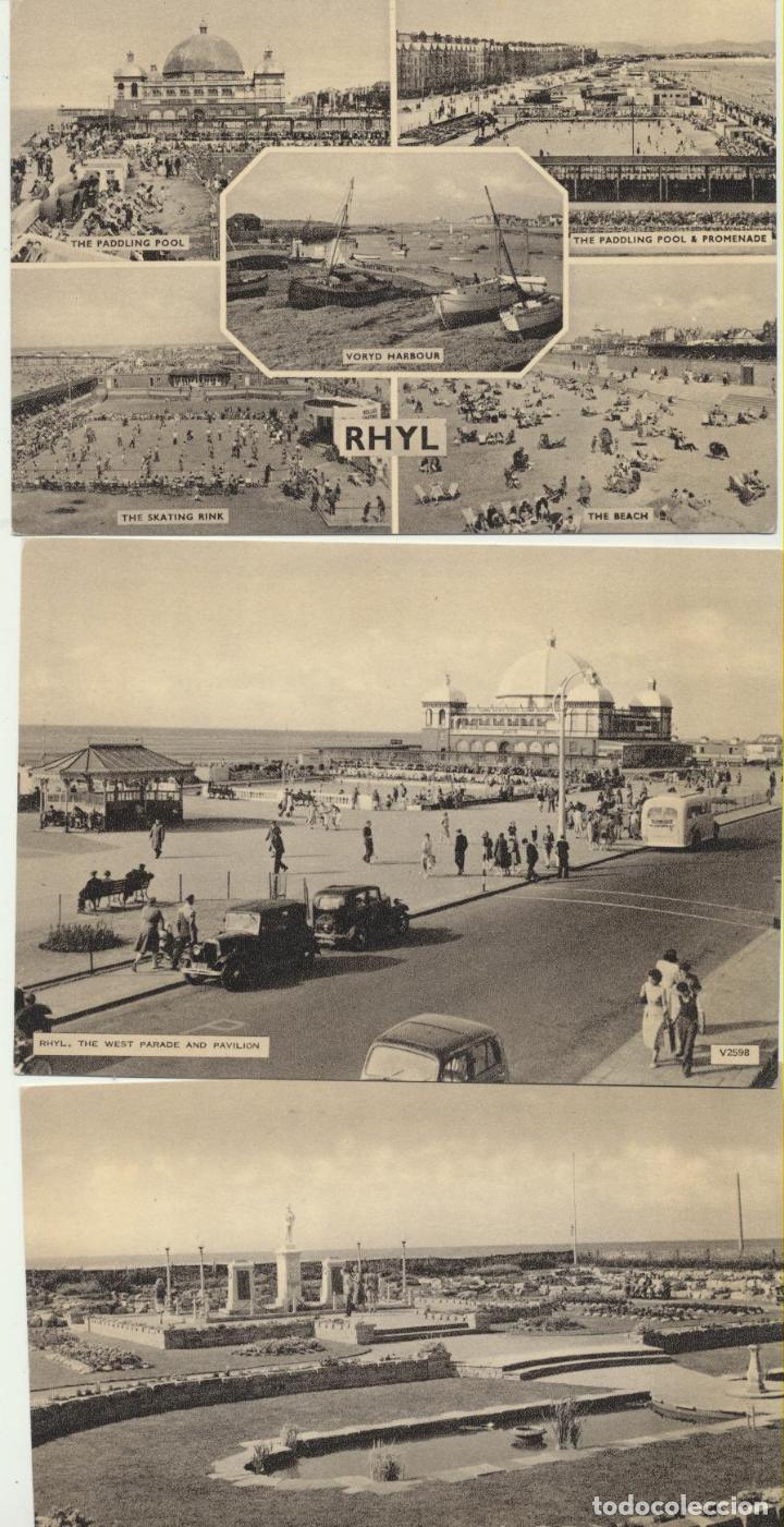 Postais: Rhyl.- The Memorial Gardens,The West Parade and The Skating Rink.