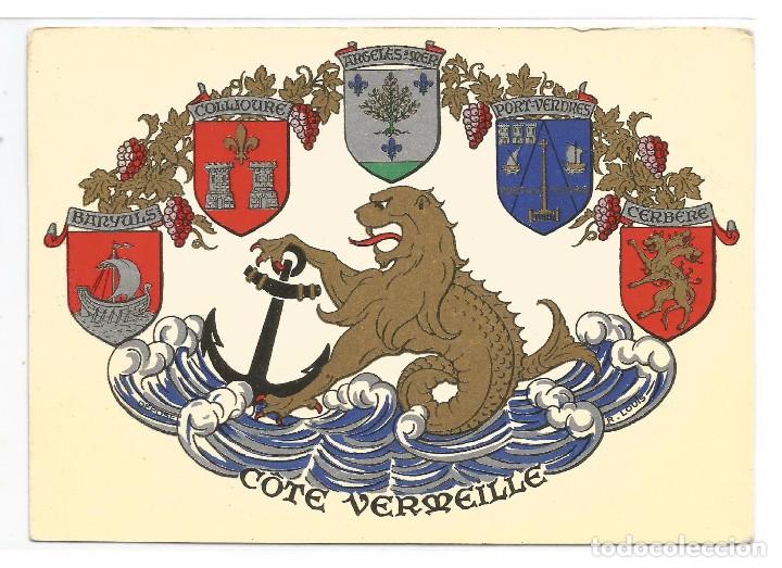 Postales: C&Ocirc;TE VERMEILLE / LES BLASONS DES VILLES C&Ocirc;TIERES DU ROUSSILLON / EDITION APA /SIN FRANQUEAR