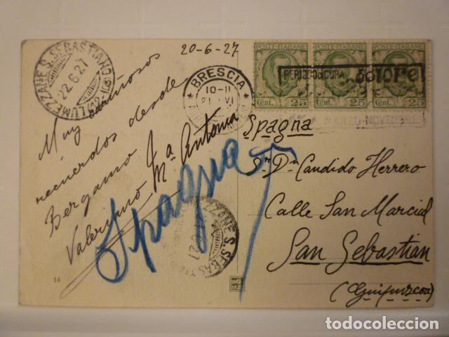 Postales: POSTAL BERGAMO. CIRCULADA 1927. - Foto 2