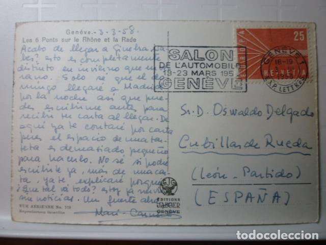 Postales: POSTAL G&Eacute;NOVA. CIRCULADA 1958. - Foto 2