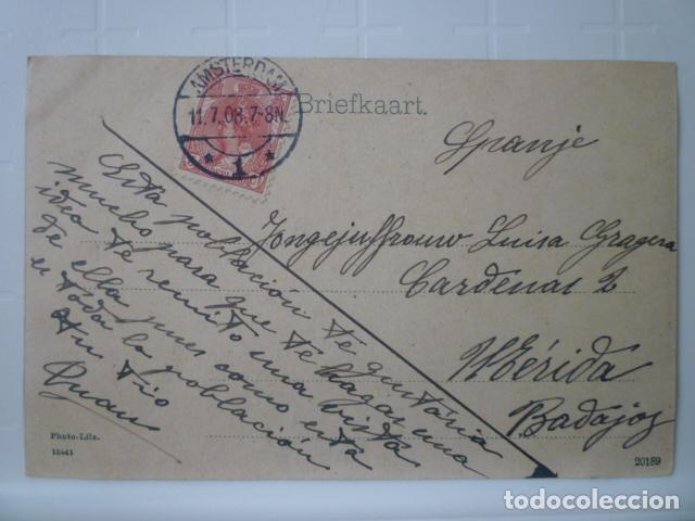 Postales: POSTAL AMSTERDAM. CIRCULADA 1908. - Foto 2