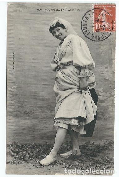 Postcards: J180 -ANTIGUA FOTO-POSTAL FRANCESA -UNA DAMA  -CIRCULADA 26- 5 - 1911