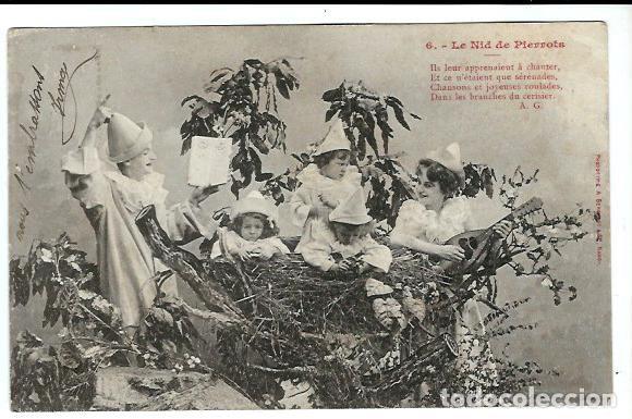 Postais: J180 - ANTIGUA FOTO-POSTAL FRANCESA - NI&Ntilde;OS EN UN NIDO COMO PAJAROS de 1904 -SIN DIVIDIR