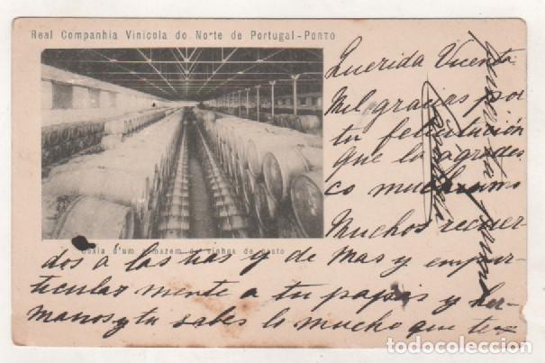 Postkarten: Real compa&ntilde;ia vinicola del norte de Portugal. Oporto. Vino. Almancen de vinos. Circulada.