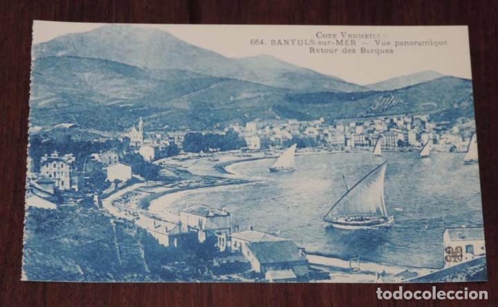 Postais: POSTAL DE BANYULS-SUR-MER, FRANCIA, N. 664, VUE PANORAMIQUE, RETOUR DES BARQUES, NO CIRCULADA.