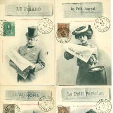 Postales: FRANCIA. TONKIN INDOCHINA FRANCESA. 1905. SERIE COMPLETA 10 POSTALES CON PERIODICOS DE LA EPOCA.. Lote 97953975