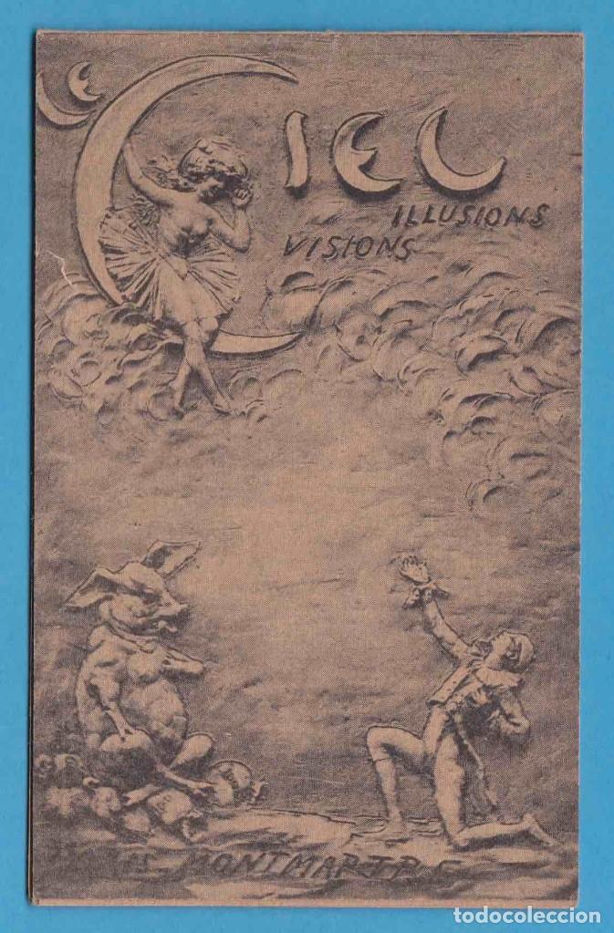 Postales: LE CIEL. CABARET ARTISTIQUE. MONTMARTE, PARIS. BLOC DE 4 POSTALES