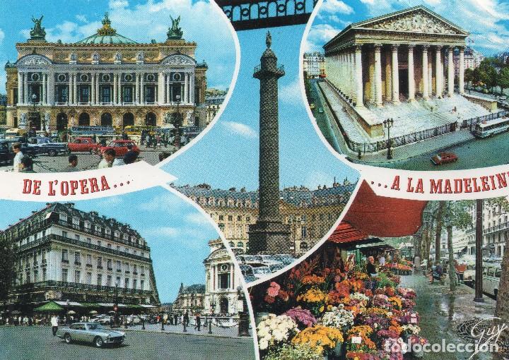 Postais: PARIS Y SUS MARAVILLAS . OPERA , IGLESIA DE LA MADELEINE , PLAZA VENDOME , PLAZA DE LA OPERA