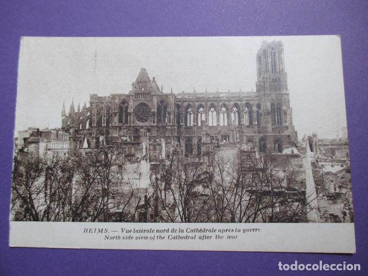 4422 Francia France Marne Reims La Cathedrale Vue Laterale Nord Apres La Guerre - 