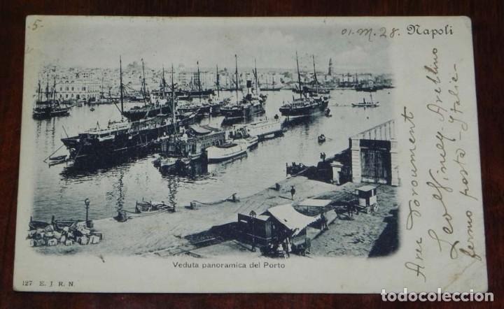 Postcards: ITALY, NAPOLI, VEDUTA PANORAMICA DEL PORTO, E.J.R.N. 127, CIRCULADA EN 1928, SIN DIVIDIR.