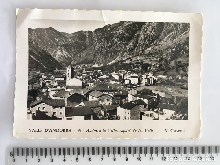 Postales: POSTAL VALLS D&rsquo; ANDORRA. Andorra La Vella, capital de les Valls. Fotog. V. CLAVEROL. H. 1950?