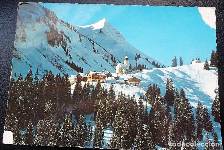 Postales: Bregenzerwald (Austria). Estaci&oacute;n de esqu&iacute;. Usada con sello. Postal de color