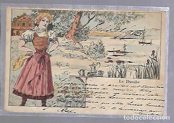 Postkarten: TARJETA POSTAL. LE DANUBE. MUJER VESTIDA DE ALEMANA EN PAISAJE NEVADO