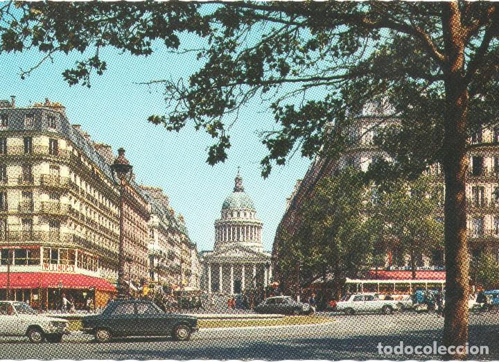 Postcards: PARIS Y SUS MARAVILLAS . LA PLAZA EDMOND ROSTAND  , LA  CALLE SOUFFOT Y AL FONDO EL PANTHEON