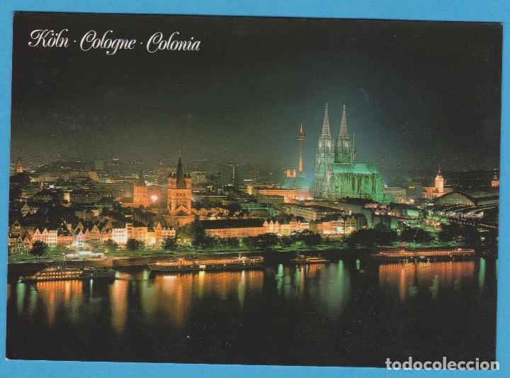 Postales: K&Ouml;LN. COLONIA. PANORAMA NOCTURNO DEL RIN. GOERTNER. DRUCKHAUS L&Uuml;BBE. ALEMANIA