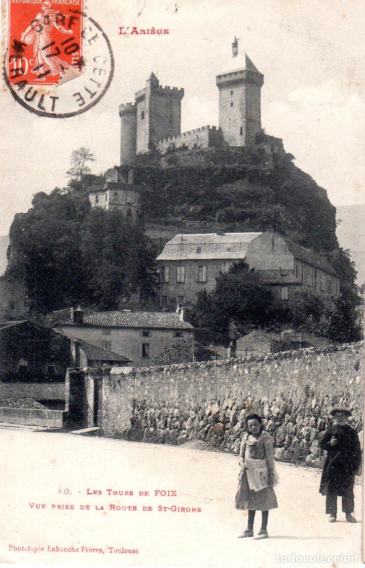 Postkarten: TARJETA POSTAL DE FRANCIA. LES TOURS DE FOIX. VUE PRISE DE LA ROUTE DE ST. GIRONS.