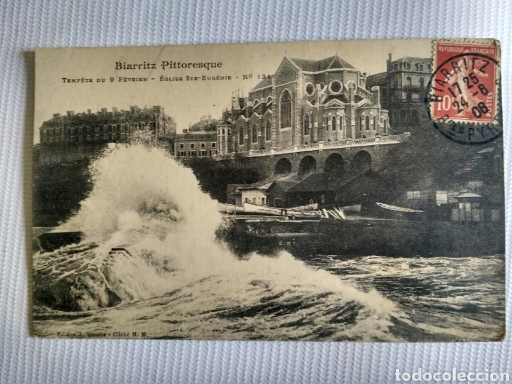 Postales: Postal de Biarritz circulada en 1908. - Foto 1