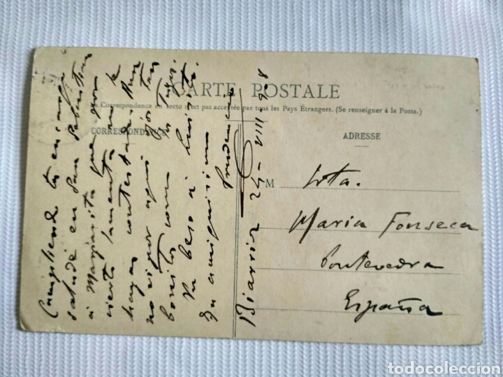 Postales: Postal de Biarritz circulada en 1908. - Foto 2